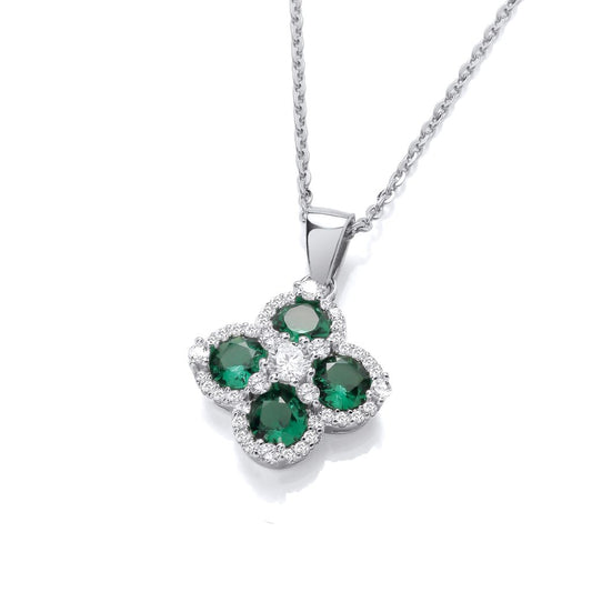 Silver & Cubic Zirconia Vintage Clover Pendant