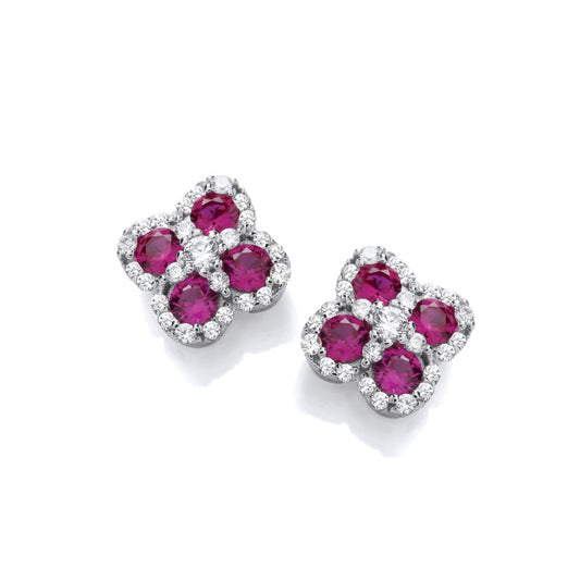 Silver & Cubic Zirconia Vintage Clover Earrings