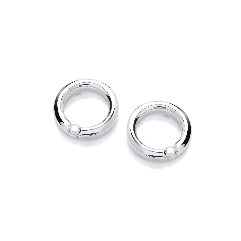 Silver & Cubic Zirconia sassy circle Earrings