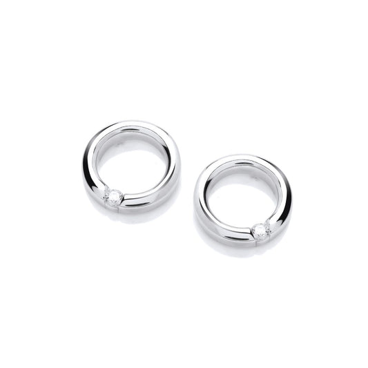 Silver & Cubic Zirconia sassy circle Earrings