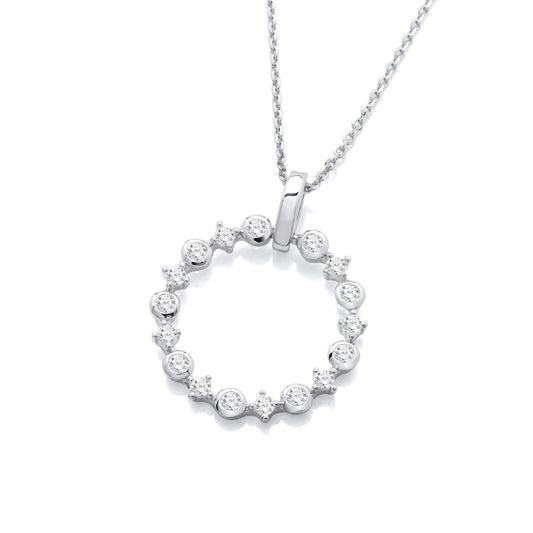 Silver & Mix Cubic Zirconia Circle Pendant