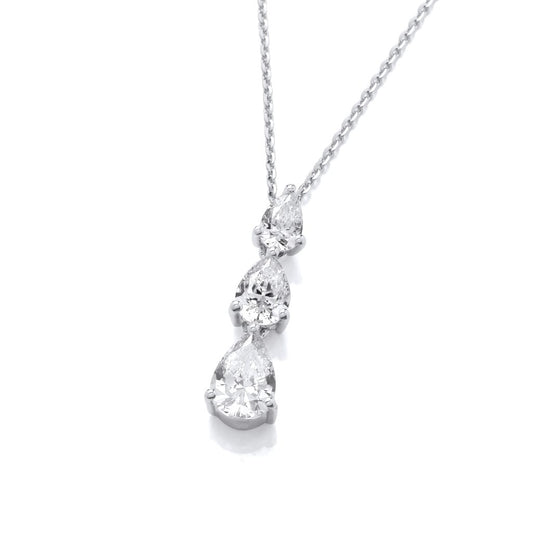 Silver & Cubic Zirconia Triple Drop Pendant