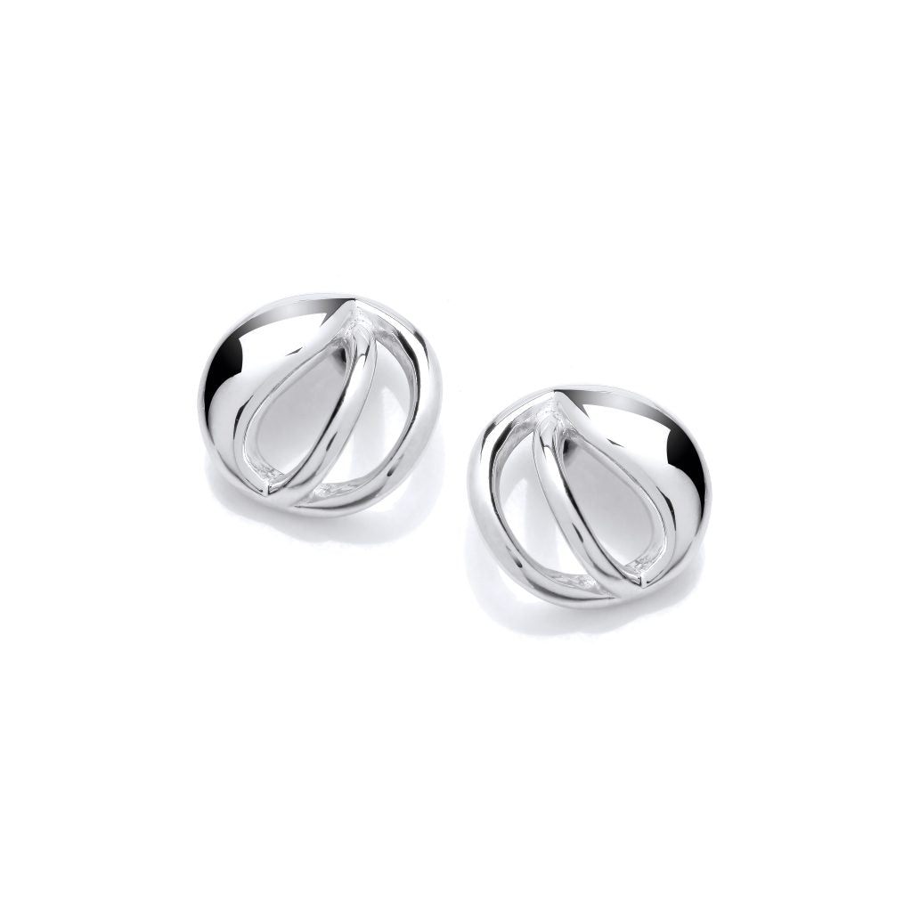 Silver Dynamic Curve Stud Earrings