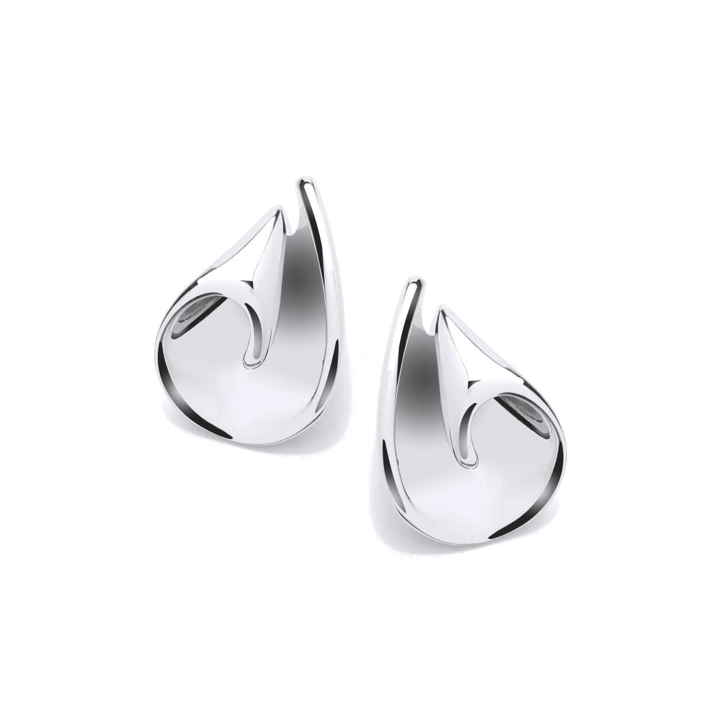 Silver Folded Curl Earrings