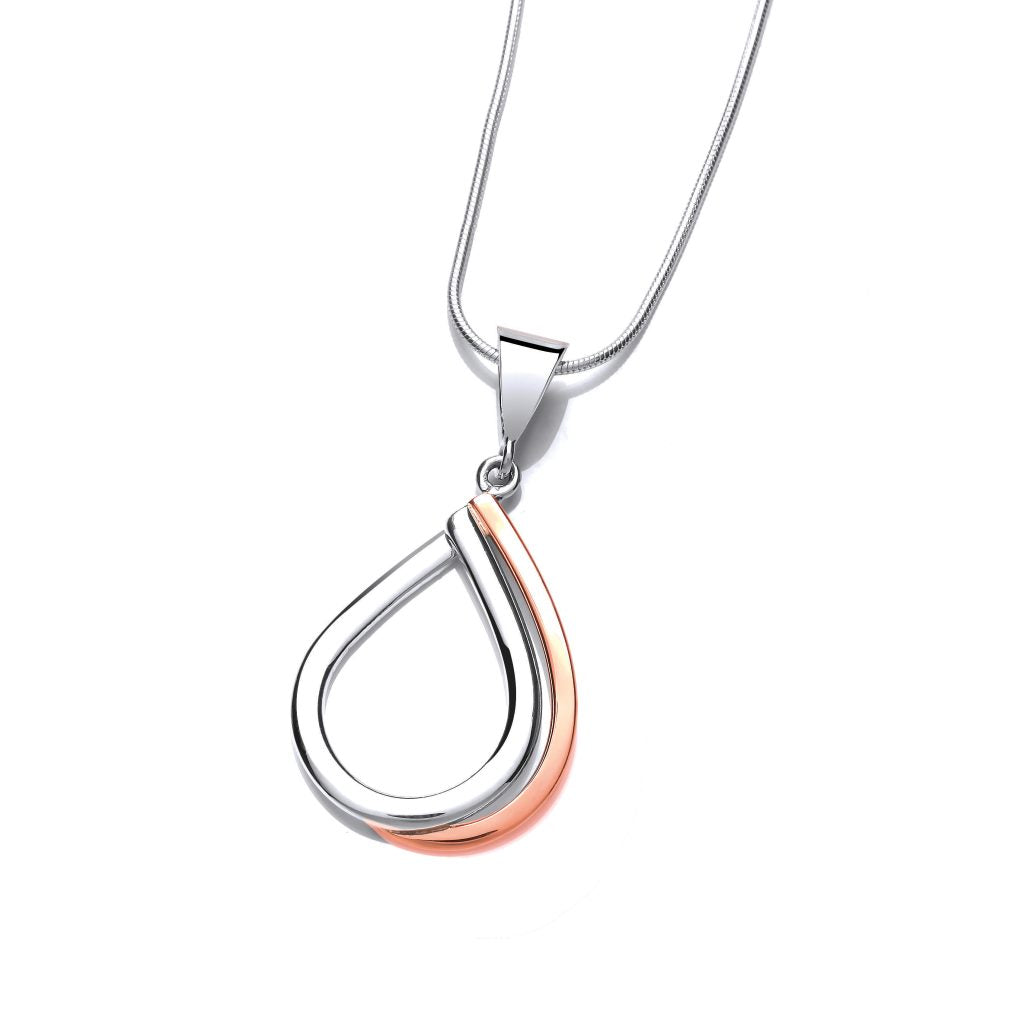 Silver and Copper Double Teardrop Pendant
