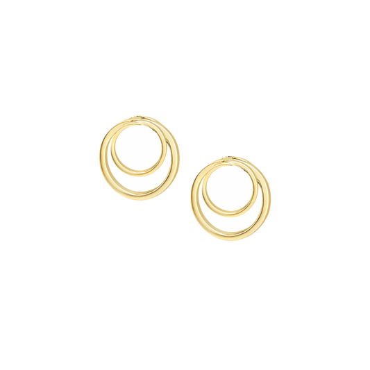 9ct Gold double loop stud earrings