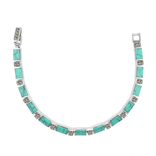 Silver, Turquoise and Marcasite bracelet