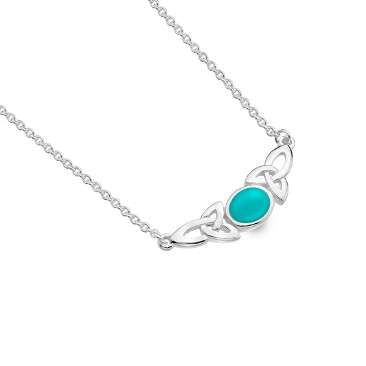 Silver celtic trinity knot and Turquoise necklace