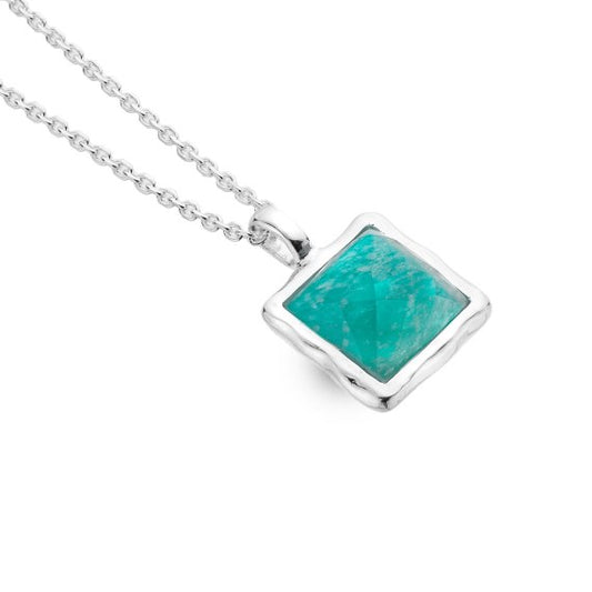 Silver and Amazonite square faceted necklace
