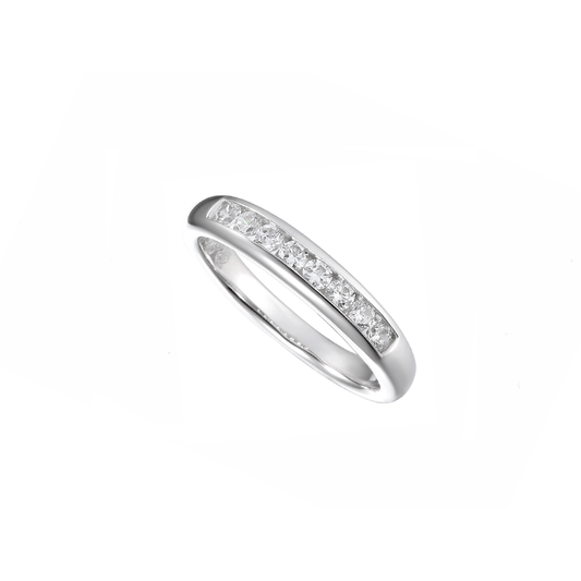 Silver and cubic zirconia channel set ring