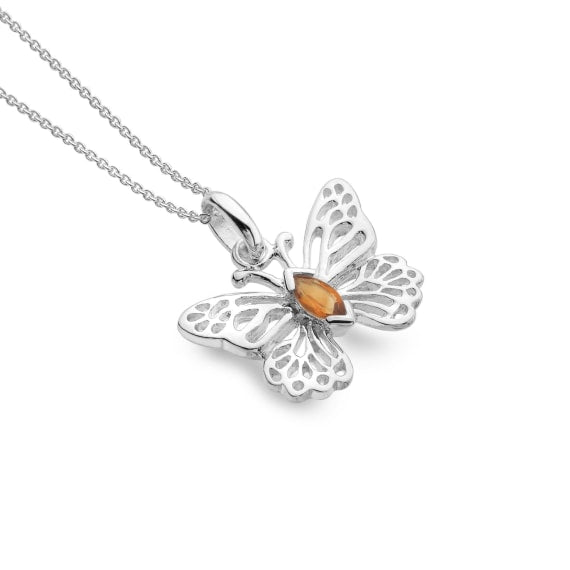 silver and citrine butterfly pendant