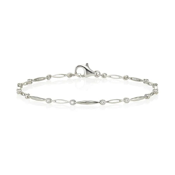 silver and swarovski crystal open cut marquise bracelet (0.20ct)