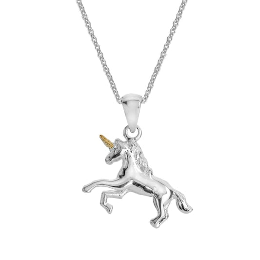 silver and gold plated detail unicorn pendant