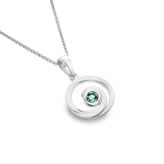 Silver and Blue Topaz spiral necklace