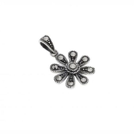 silver and marcasite flower shaped pendant