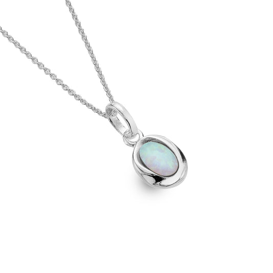 Silver and Opalique oval necklace
