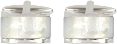rhodium plate and Mother of pearl domed cufflinks