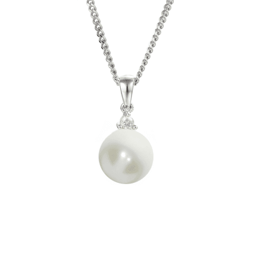 Silver and Pearl pendant with Cubic Zirconia