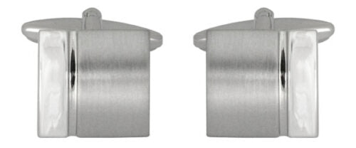 rhodium plate curved and striped cufflinks