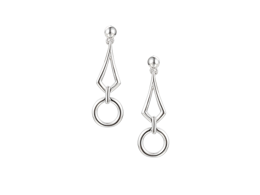 Silver teardrop and circular drop earrings