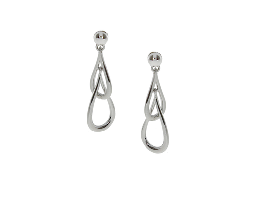 Silver double teardrop drop earrings
