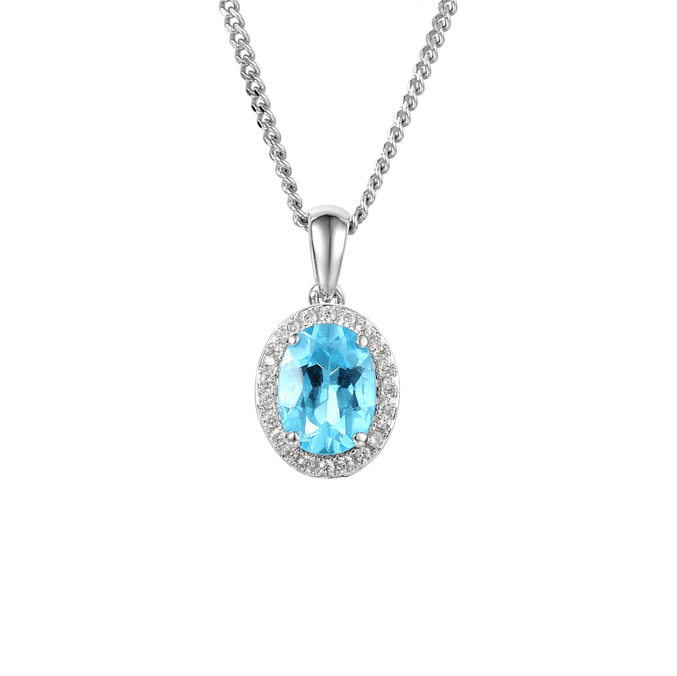Real silver, blue topaz and cubic zirconia pendant