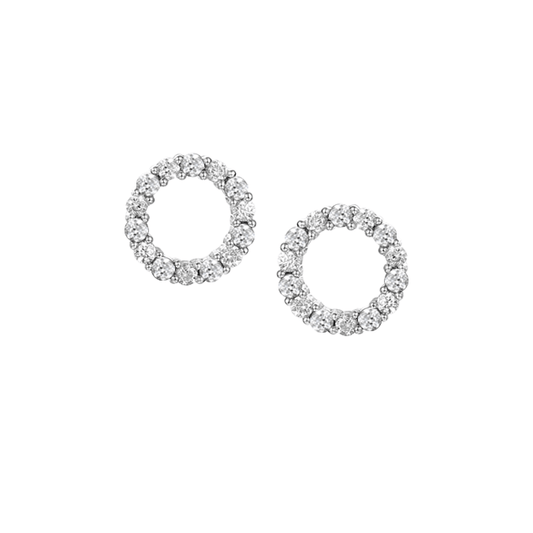 Silver and cubic zirconia circle stud earrings