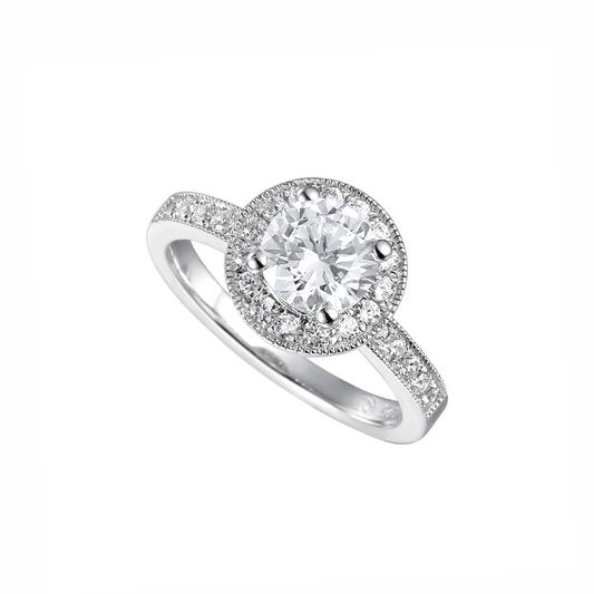 Silver and cubic zirconia halo ring