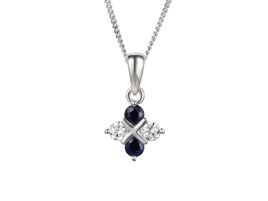 Silver, Sapphire and Cubic Zirconia pendant