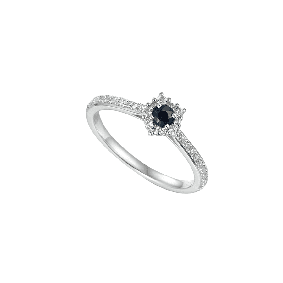 silver, sapphire and cubic zirconia star ring