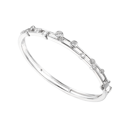Silver and Cubic Zirconia bubble style bangle