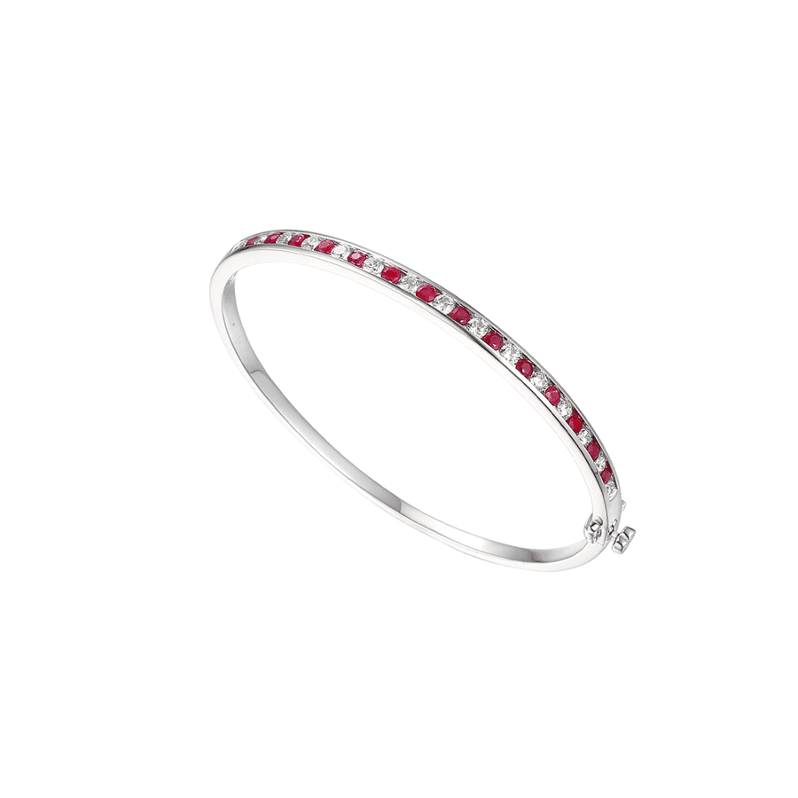 Silver, Ruby and Cubic Zirconia bangle