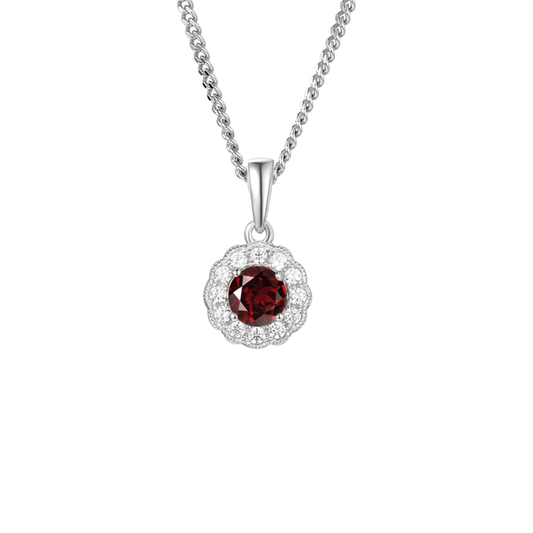 Silver Garnet and Cubic Zirconia pendant