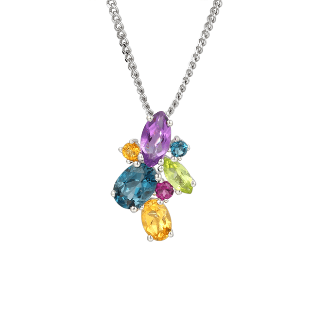 Silver rainbow cocktail necklace