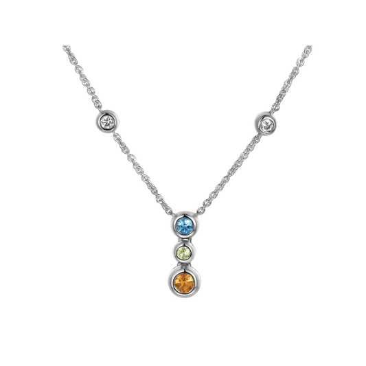 Silver, Blue Topaz, Citrine, Peridot & Cubic Zirconia pendant