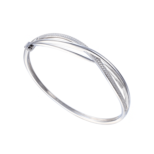 Silver and Cubic Zirconia crossover bangle