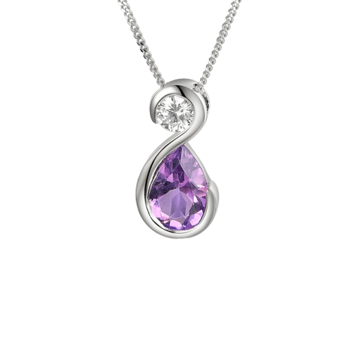 Silver, Amethyst and Cubic Zirconia infinity style pendant