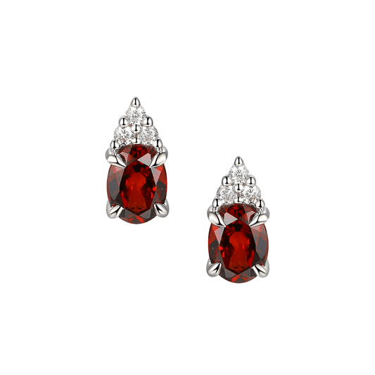 Silver, Garnet and Cubic Zirconia studs