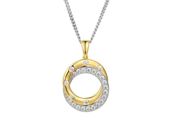 Silver and Cubic Zirconia with yellow gold detail pendant