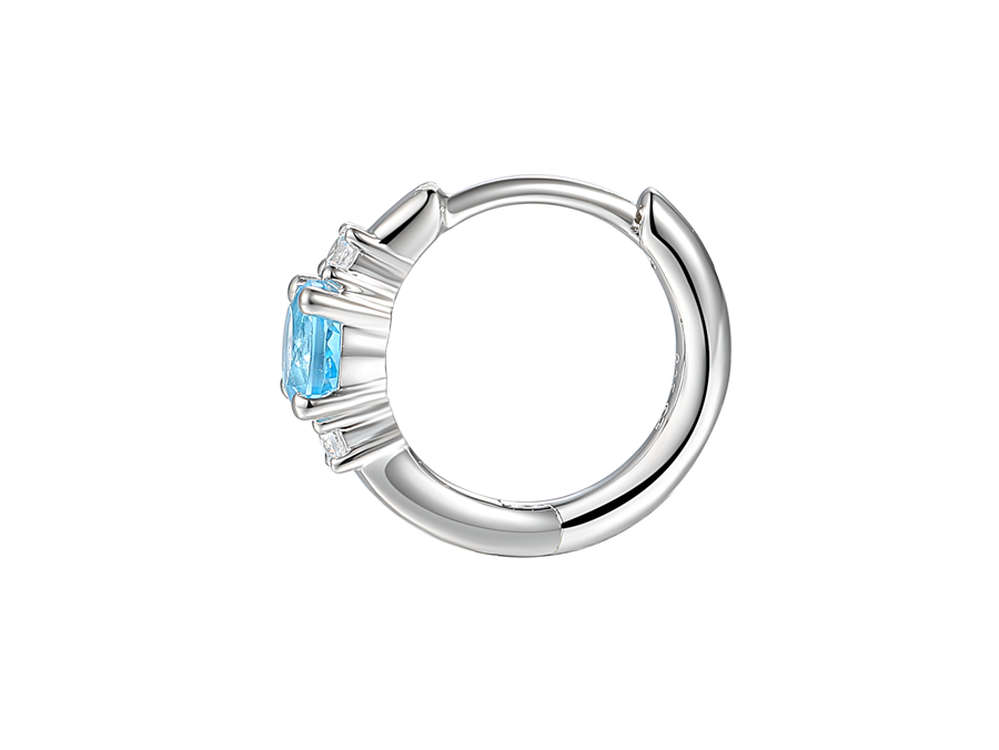 Silver and Blue Topaz small hoop earrings with Cubic Zirconia detail