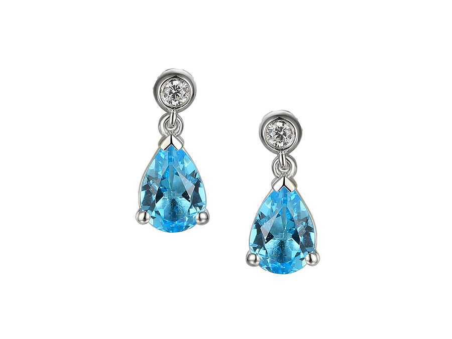 Silver, cubic zirconia and blue topaz earrings