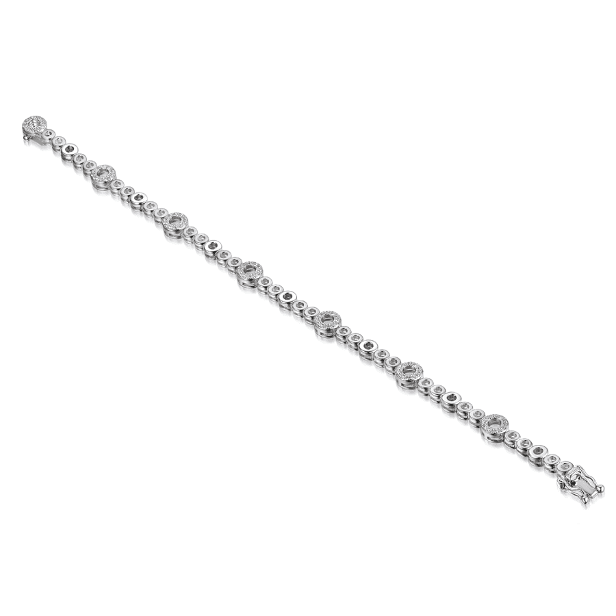 silver and cubic zirconia open loop style bracelet
