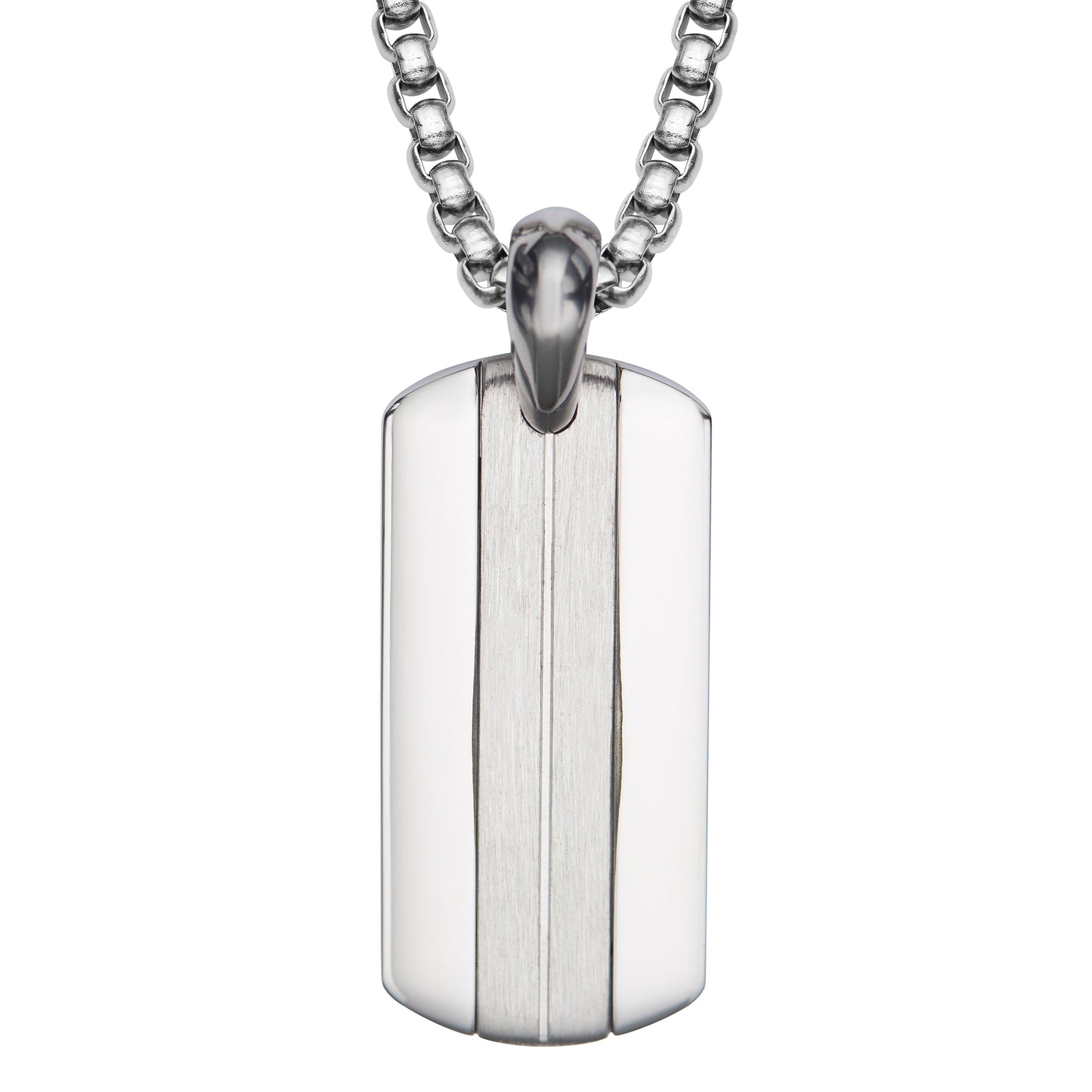 Gents stainless steeel and steel dog tag pendant
