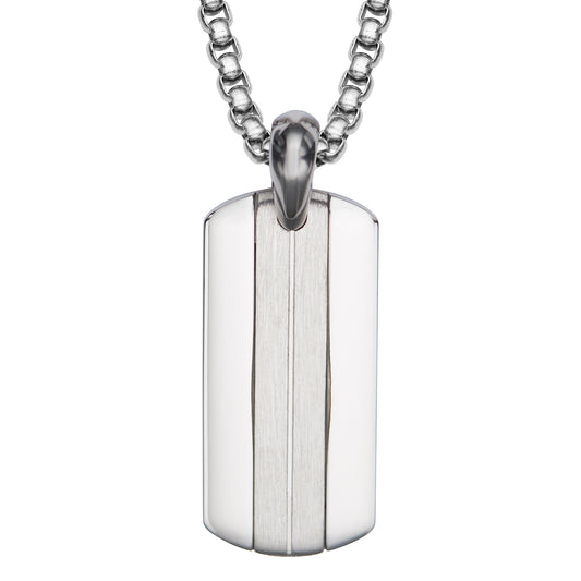 Gents stainless steeel and steel dog tag pendant