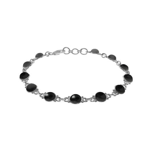 Silver and round Black Onyx bracelet.