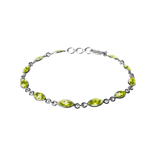 Silver and Peridot marquise bracelet.