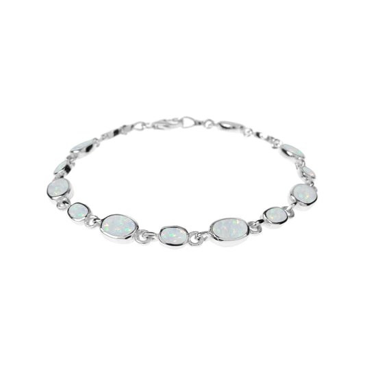 Silver and Oval Opalique Bracelet.