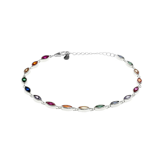 Silver and rainbow cubic zirconia bracelet
