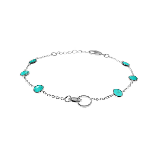 Silver and Turquoise interlocking circle bracelet