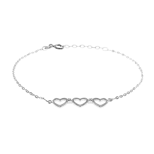 Silver & Cubic Zirconia triple heart bracelet.